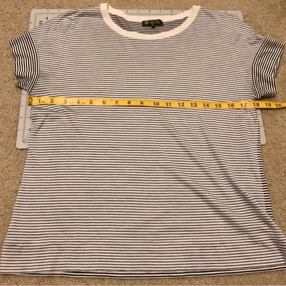Loro Piana Crewneck Short Sleeve Silk Tee, Grey Cream Stripe, Size Small - Picture 7 of 11